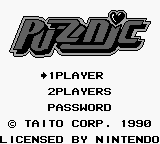Puzznic title screen for GameBoy